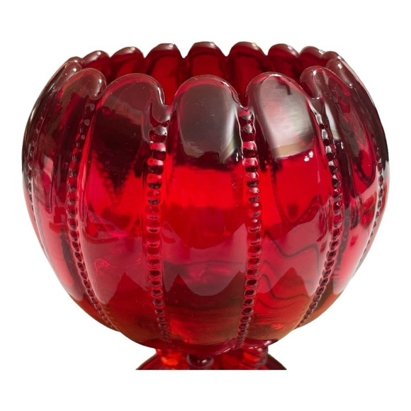 VTG Northwood Beaded Panels
Ruby Red Glass Footed Rose Candy Bowl Candle Holder - Picture 4 of 9